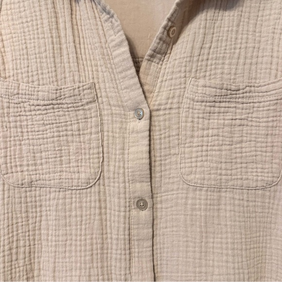 Z Supply New Light Mini Dress Putty Sz M 100% Cotton Gauze Sleeveless Button Up - Picture 10 of 10